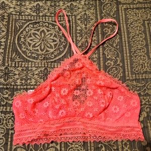 Victoria's Secret Hot Pink Lace Underwire Neck Bralette | Size Small
